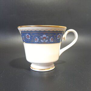 Carico Renaissance Fine China Teacup With Blue Floral & Gold Trim Design